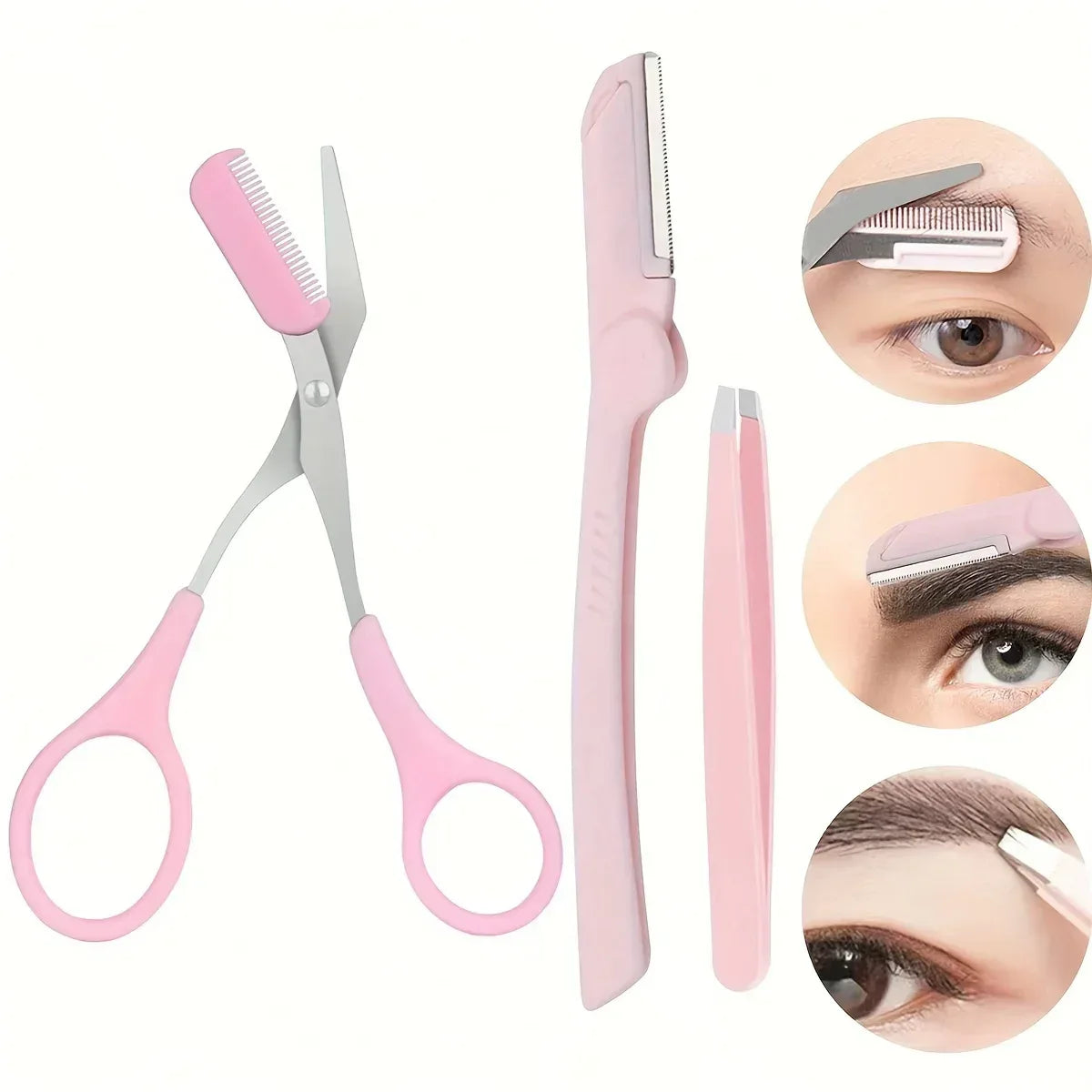 3-Piece Stainless Steel Eyebrow Grooming Kit - Urbizia