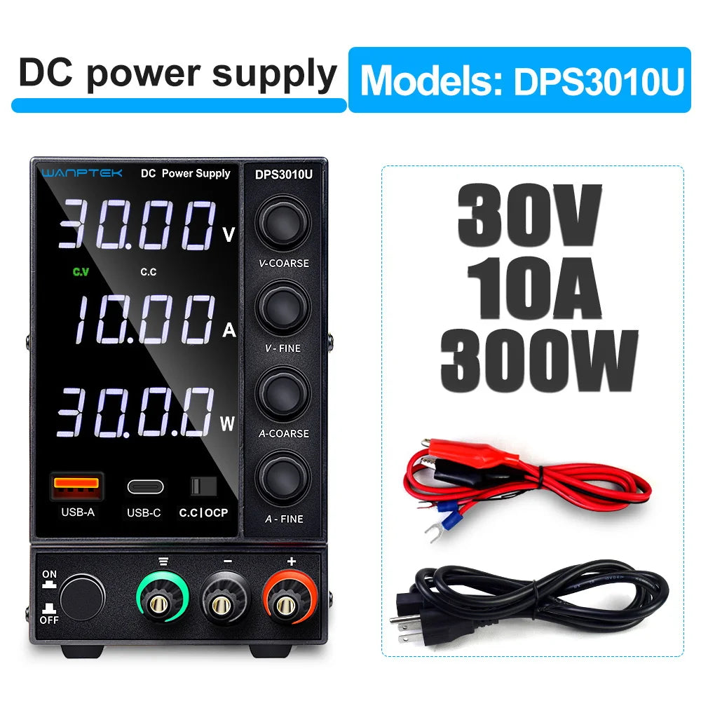 Wanptek Adjustable DC Power Supply 30V 5A 10A 60V 120V 3A Laboratory Bench Power Source Switching Stabilized LCD Power Supply Regulator