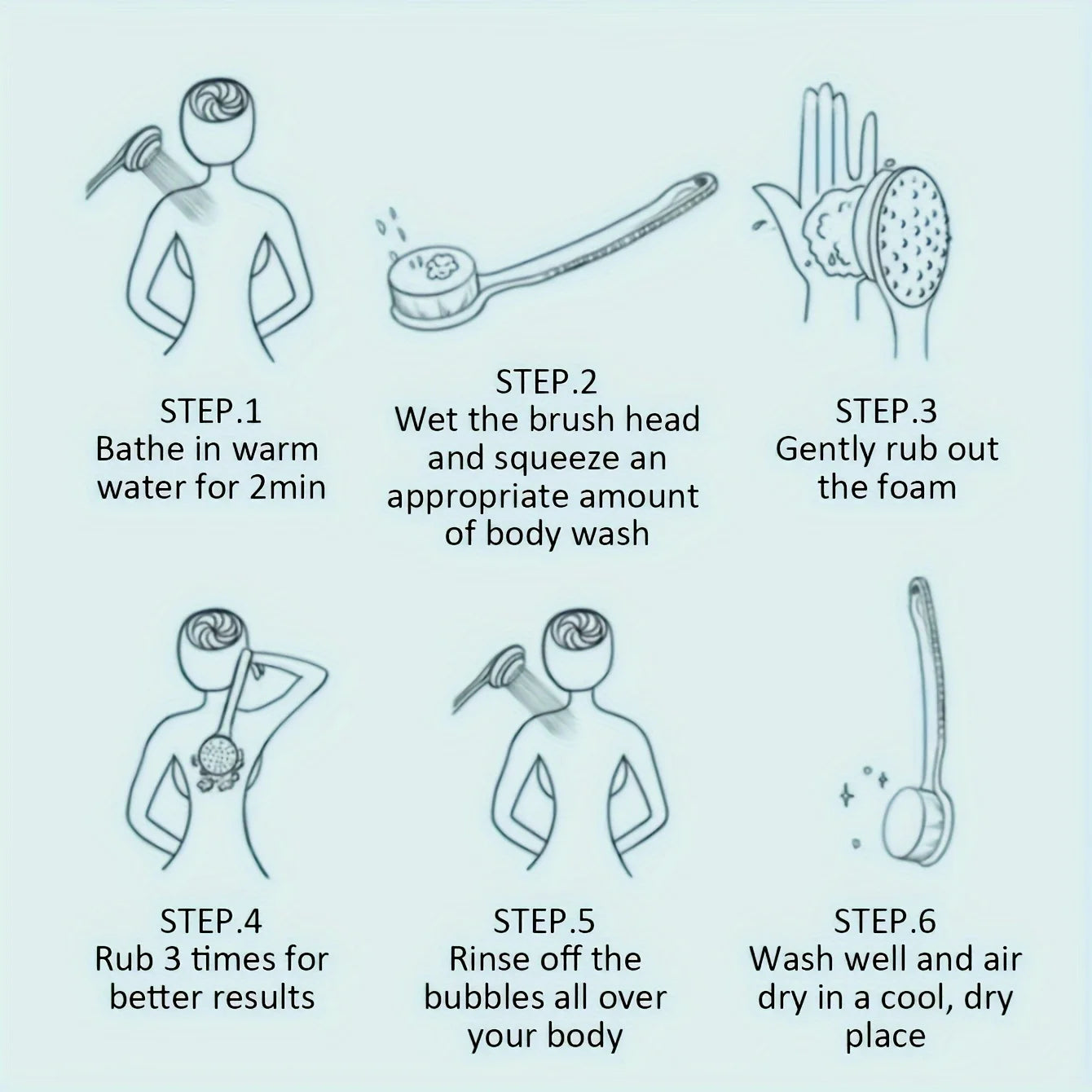 Soft Body Scrubber with Long Handle