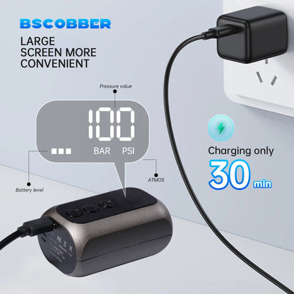 BSCOBBER 4in1 Electric Portable Tyre Tire Inflator Cycling Tool Bicycle Air Injection Bike Pumps Accessories 100PSI With Display