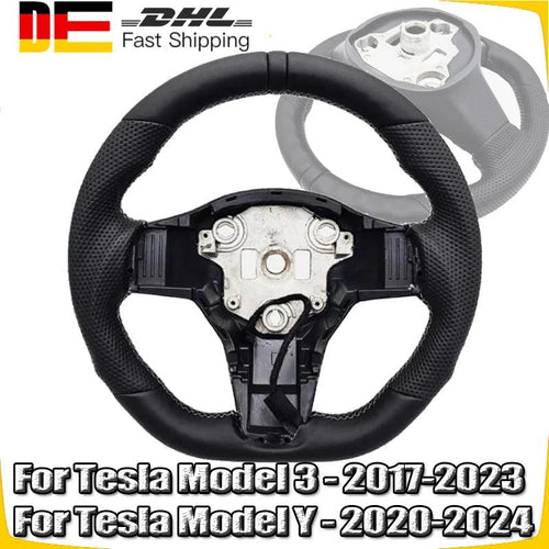 Heated Steering Wheel Perforated Leather Steering Wheel with Heating Function  For Tesla Model 3 2017-2023 Model Y 2020-2024