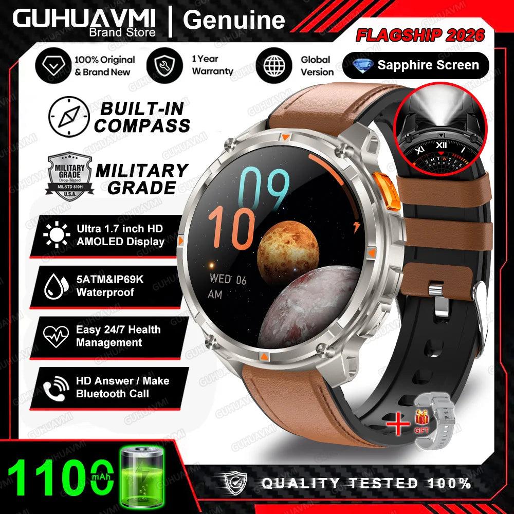 2026 New T-Rex3 Pro 1100mAh Battery Smart Watch GPS path 5ATM Waterproof Sports Run tracker Outdoors Compass Military Smartwatch