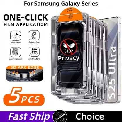 1-5PCS Fingerprint Unlock Privacy Screen Protector For Samsung Galaxy S26 S25 S24 Ultra  S23 S22 Plus Anti Spy Tempered Glass