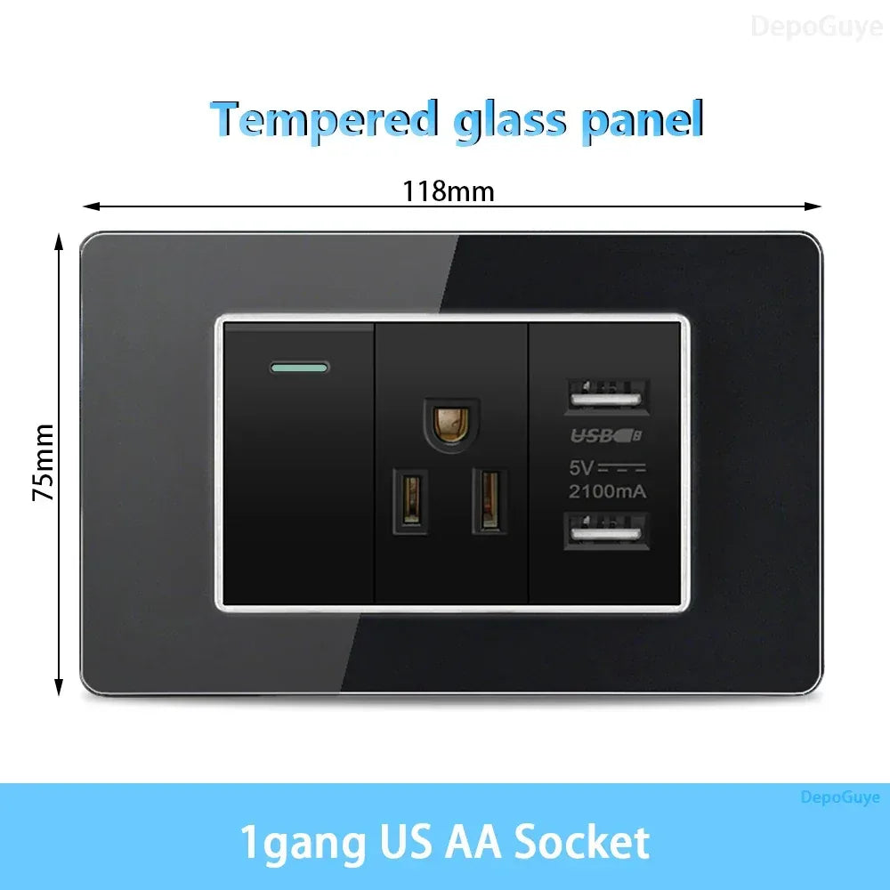 American Thai Standard USB Type-C 20W Fast Charging Power Outlet,Mexico with Smart usb c 3A Socket Wall Electric Light Switch - Urbizia