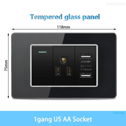 American Thai Standard USB Type-C 20W Fast Charging Power Outlet,Mexico with Smart usb c 3A Socket Wall Electric Light Switch - Urbizia