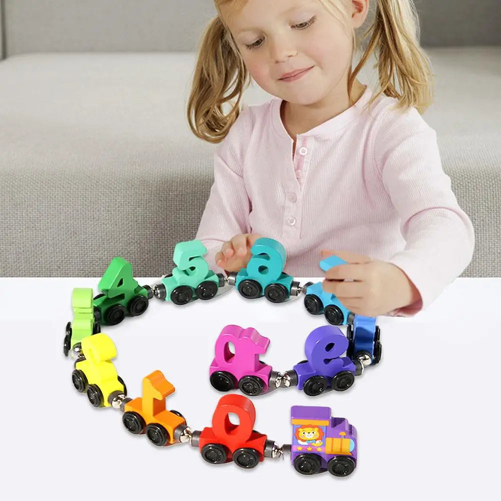 Colorful Building Blocks Number Digital Magnetic Wooden Train Toys Educational Hand-eye Coordination Magnetic Digital Train