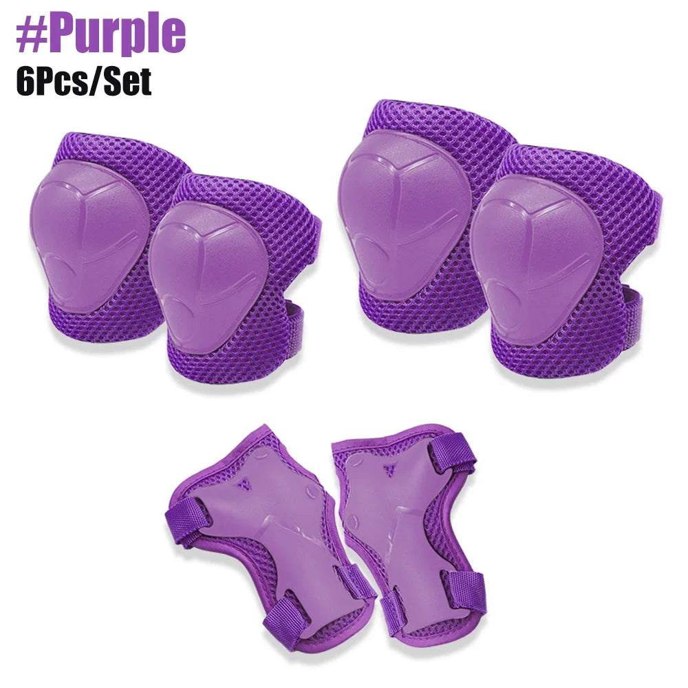6pcs Kids Knee Pads and Elbow Pads Set,Knee Pads for Child Youth 3-15 Years W/ Adjustable Strap for Roller Skates Skateboard