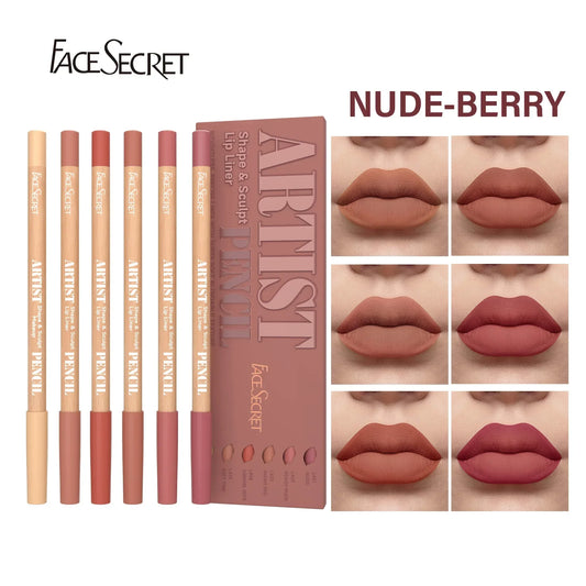 6-Piece Velvet Matte Lip Liner Set – Long-Lasting Shades - Urbizia