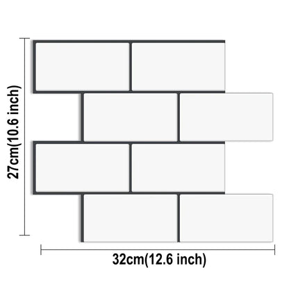 10 Sheets Big Tiles Peel and Stick Wall Stickers Brick Vinyl Wallpaper Waterproof Kitchen Bathroom Backsplash Home Decor - Urbizia