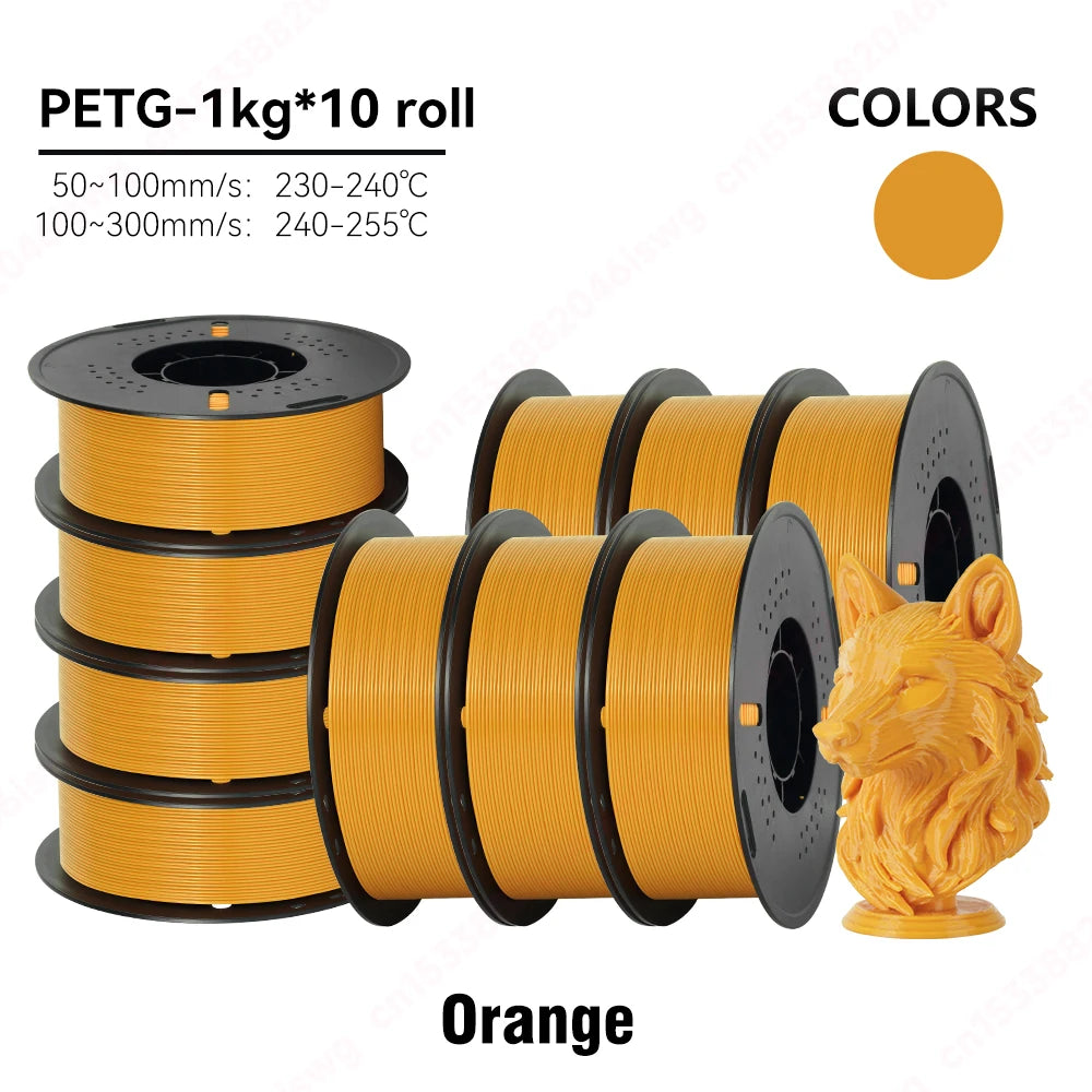 KINGROON 5/10KG PETG 3D Printer Filament 1.75mm +/- 0.03mm 3D Printing Filament Neatly Wound Filament Vacuum Packing Fast Shippi