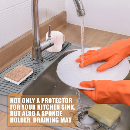 30/24 Inch Silicone Faucet Mat Sink Splash Guard Large Size Faucet Drain Drying Pad Countertop Protector for Bathroom Kitchen
