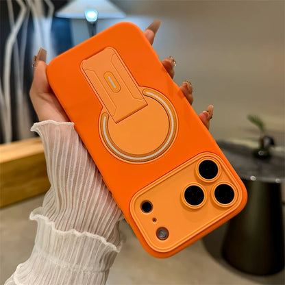 Luxury Fold Stand Holder Magnetic For Magsafe Matte Case For iPhone 17 16 15 14 13 12 11 18 Pro Max Plus Big Window Bumper Cover