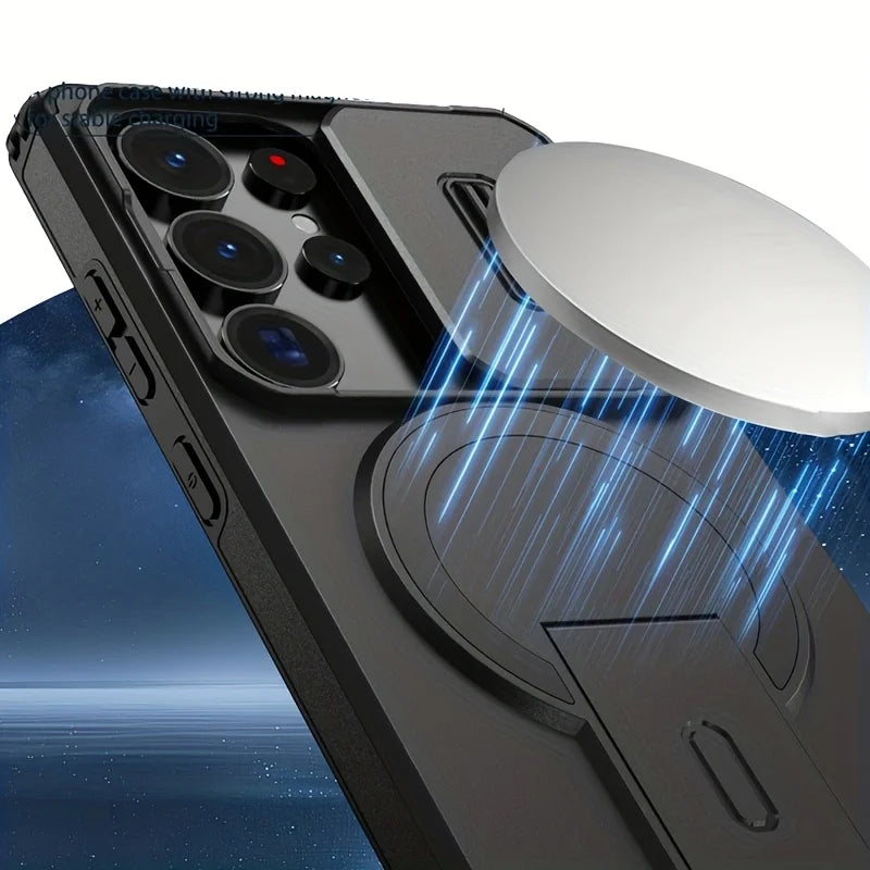 Camera Protection Magnetic Stand Holder Case for Samsung S26 S25 S24 Plus S25FE S23 Ultra A57 A56 A55 A36 A16 Shockproof Cover
