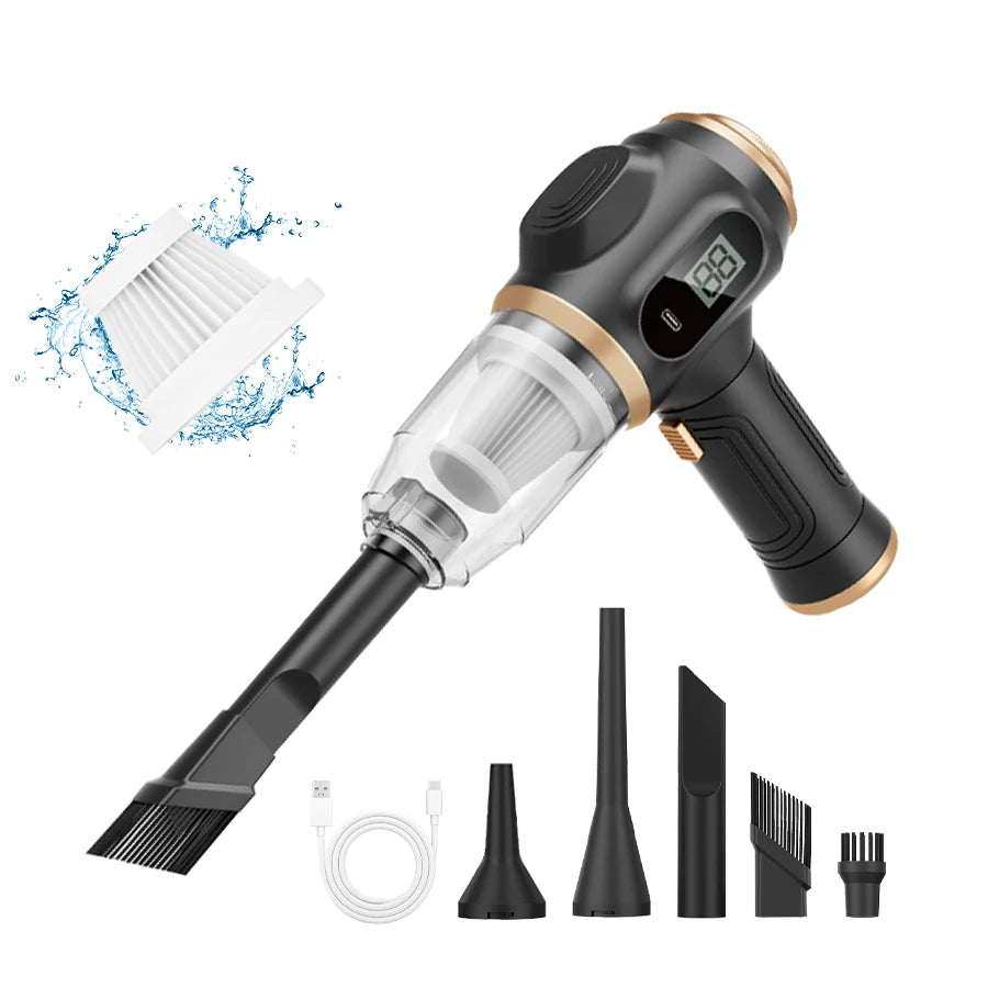 BELIBUY 2-in-1 car vacuum cleaner and blower, high-powered suction for cleaning car seats/mats/trunk dust, portable