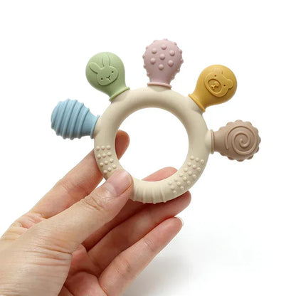 Multicolor Silicone Baby Teething Ring – Sensory Chew Toy - Urbizia