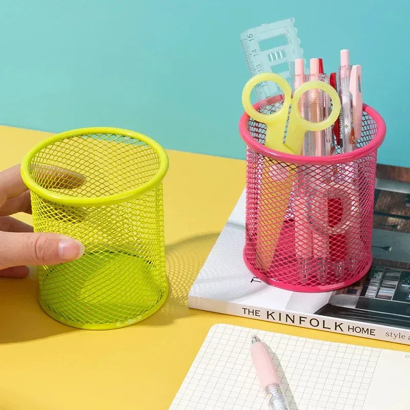 1Pcs New Pencil Holder Office Desk Metal Mesh Square Pen Pot Cup Case Container Organiser Durable Pencil Case - Urbizia