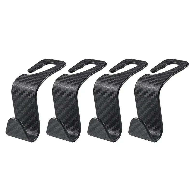 4Pcs Carbon Fibre Hook Car Seat Headrest Hook Auto Back Seat Organizer Hanger Handbag Clothes Bracket Car Interior Accessories - Urbizia