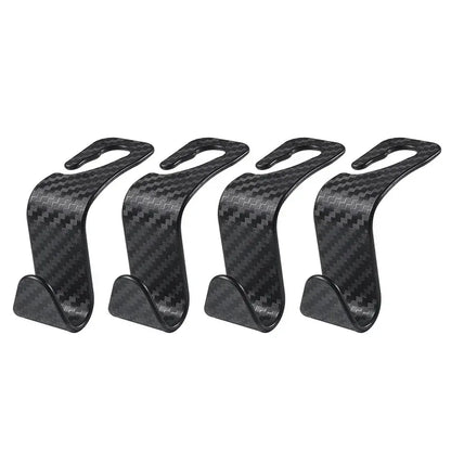 4Pcs Carbon Fibre Hook Car Seat Headrest Hook Auto Back Seat Organizer Hanger Handbag Clothes Bracket Car Interior Accessories - Urbizia