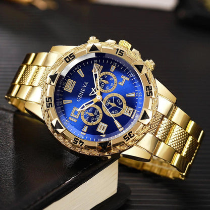 2pcs Men's Quartz Watch Set Fashion Men Business Watches Silicone Band Wristwatches
