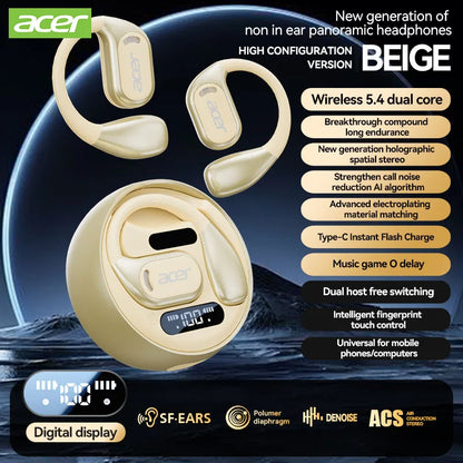 [Official Acer Product] Ohr510 Wireless Bluetooth Headphones Open-Ear Design Comfortable for Wearing Sports Running Fitness Compatible with Mobile Phones Tablets Laptops Multi-Device Compatibility