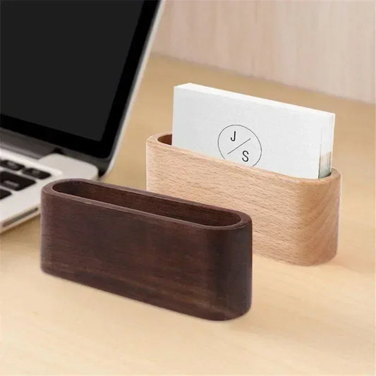 Wooden Business Card Holder Note Holder Display Rack Card Holder Office Supplies Stationery Desktop Accessories Storage Box - Urbizia