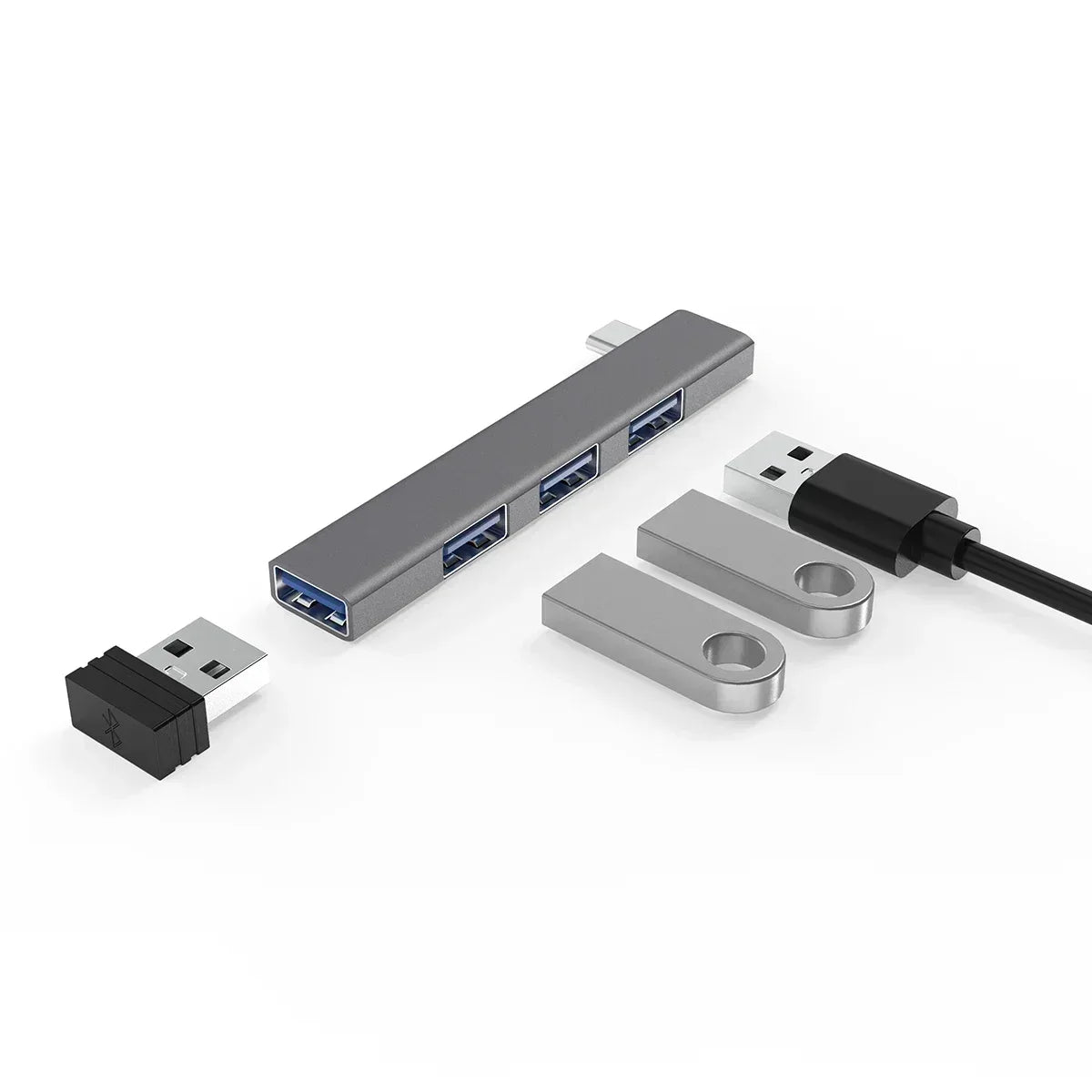 4-in-1 USB 3.0 Type-C Hub Aluminum Multi-Port Adapter