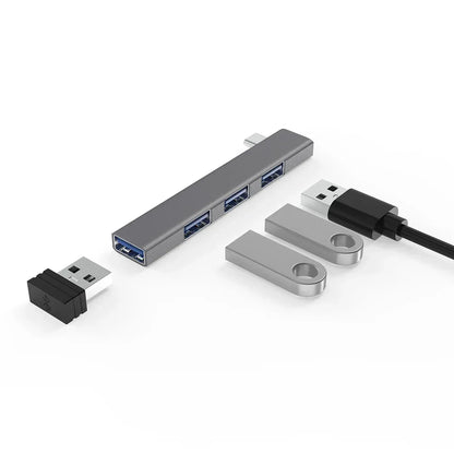 4-in-1 USB 3.0 Type-C Hub Aluminum Multi-Port Adapter