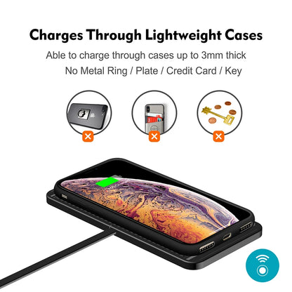 Car Wireless Charger Mat Silicone Non-Slip Pad for iPhone 17 16 15 14 Pro Max Samsung Car Wireless Phone Charger Fast Charging