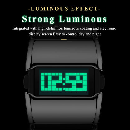 POEDAGAR Fashion LED Men Watch Waterproof Week Date Alarm Digital Man Clock Stainless Steel Electronic Sport Men's Watches Reloj
