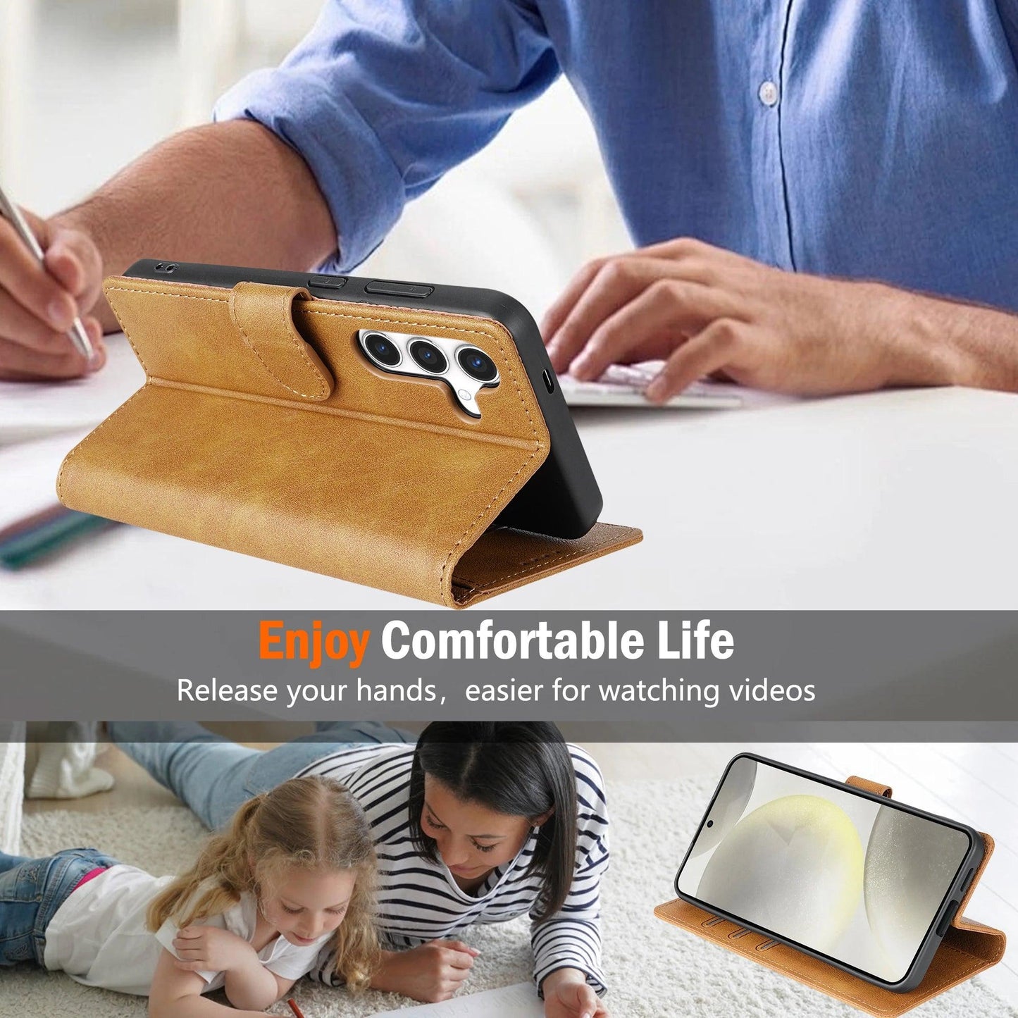 Business Leather Flip Wallet Case for Samsung Galaxy