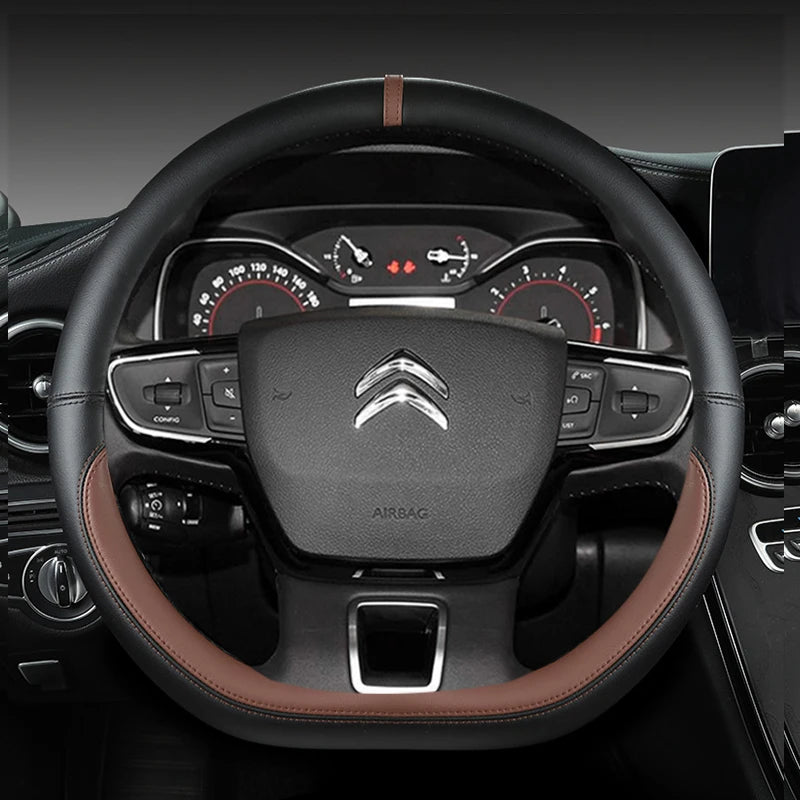 D Type Steering Wheel Cover For Citroen C3 II III 2009 - 2019 2020 C3 AIRCROSS 2017 2018 2019 2020 2021 Berlingo 3 C4 Picasso 2