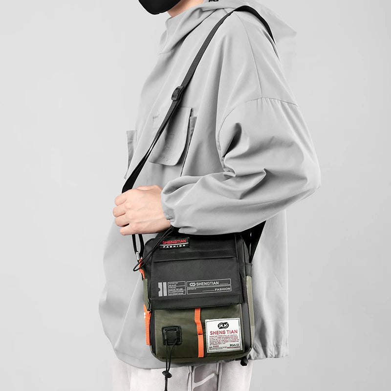 Waterproof Oxford Sling Bag Men Anti-Theft Crossbody Messenger Multi-Pocket Phone Pouch Daily Commute Travel Small Zipper Should