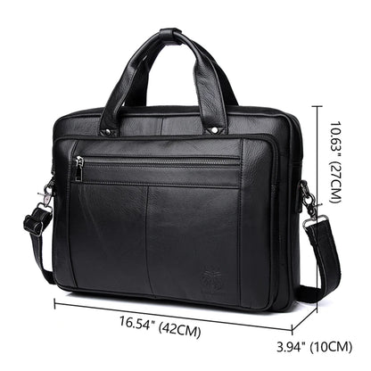SCHLATUM Genuine Leather Bussiness Briefcases Black for Men luxury handbags Laptop Briefcase Bags 16 inch Office Computer bag