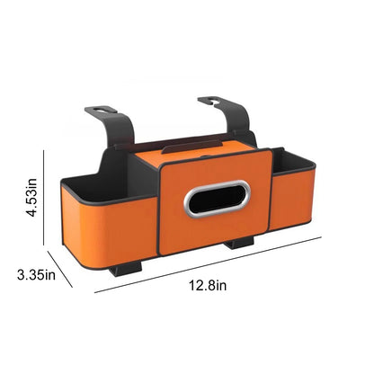 Multifunctional Car Organizer with Cup Holder Tissue Box and Hooks Vehicle Seat Back Hanging Storage Box Travel Accessories