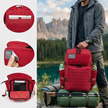 45L Tactical Backpack For Men With MOLLE Webbing System Outdoor Survival Gym Fitness Hiking Camping Backpack Dual Cup Holders Large Capacity Rucksack For Wilderness Trip Travel Daily Work Commute Outdoor Camping Activities Ge