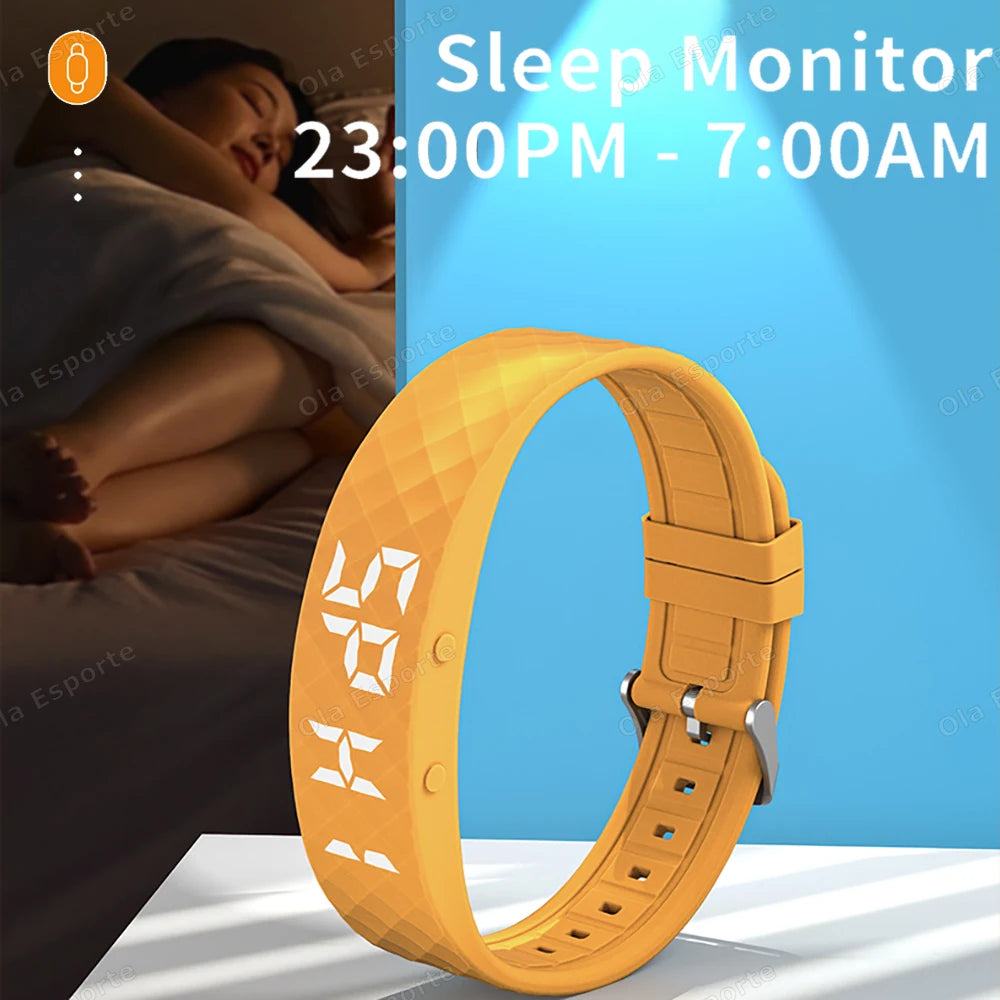 2026 Outdoor Smartwatch Sports Bracelet Vibration Alarm Clock Reminder Sleep Monitoring 24 Hours Pedometer Rechargeable Bracelet