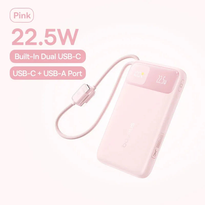 Baseus 10000mAh 22.5W Dual USB-C Cable Power Bank