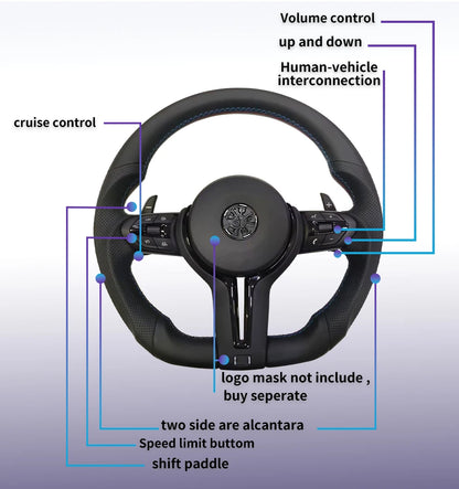 For BMW F30 F20 F48 M3 F80 F25 E90 E87 X5 E70 F01 F10 Steering Wheel Black Perforated Leather Sport Upgrade Modify Accessories