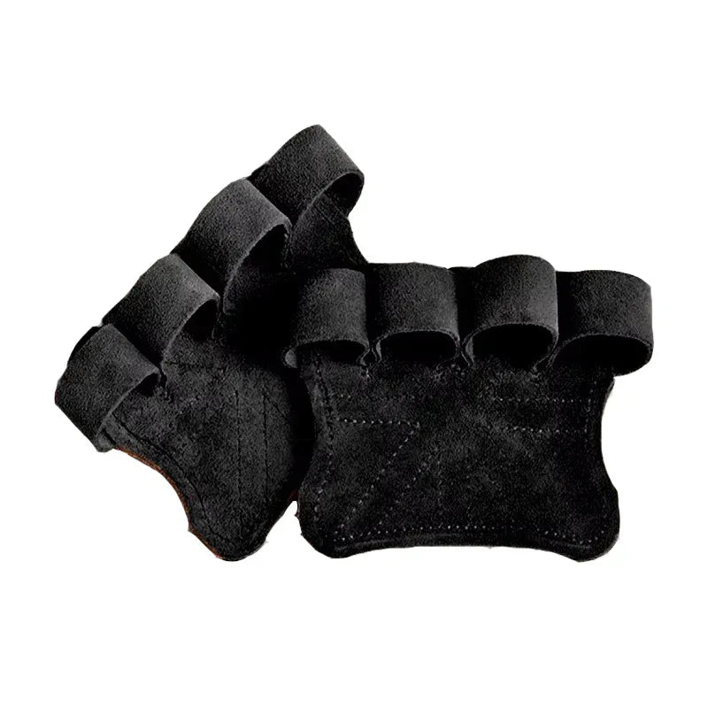 1 Pair Cowhide Bodybuilding Gym Gloves Four-finger Palm Protection Anti-slip Wear-resistant Fitness Sports Training Palm Guard - Urbizia