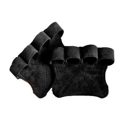 1 Pair Cowhide Bodybuilding Gym Gloves Four-finger Palm Protection Anti-slip Wear-resistant Fitness Sports Training Palm Guard - Urbizia