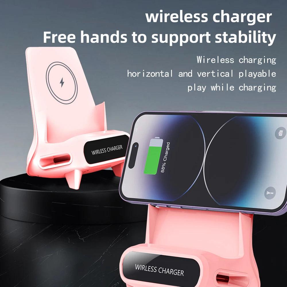 15W Portable Mini Chair Wireless Charger Stand Desktop Super Fast Charging With Speaker Function Universal Mobile Phone Stand