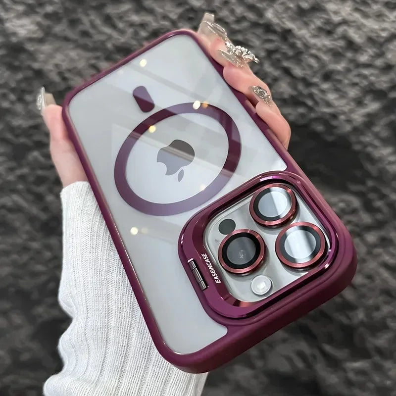Luxury Magnetic Shockproof MagSafe iPhone Case with Stand