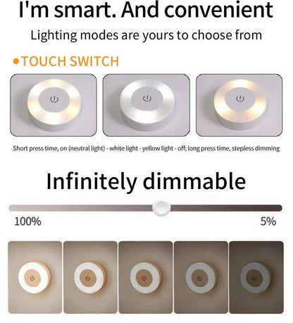 Rechargeable Dimmable LED Night Light – Touch Switch, Magnetic Mount