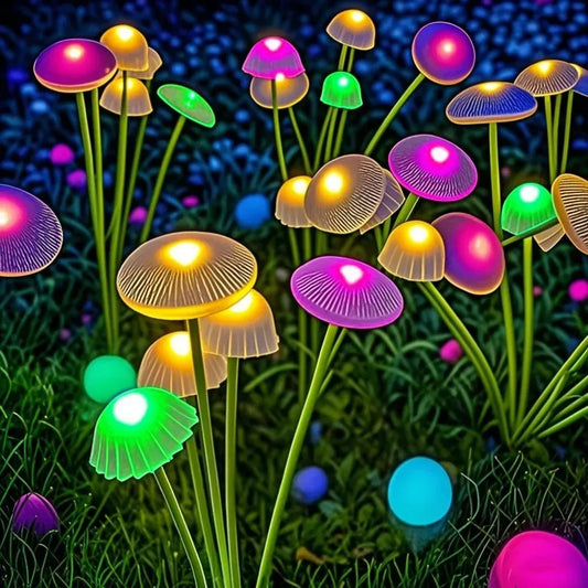 Solar Garden Lights Dual Mode LED Solar Mushroom Lights Waterproof Decor Yard Patio Pathway Jellyfish for Garden Ambiance - Urbizia