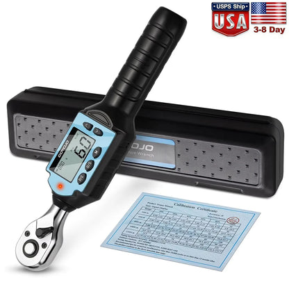 GOYOJO Digital Torque Wrench 1/4 3/8 1/2" Drive, Electric Torque Wrench with Dual Direction Ratchet, Buzzer and LED Alert