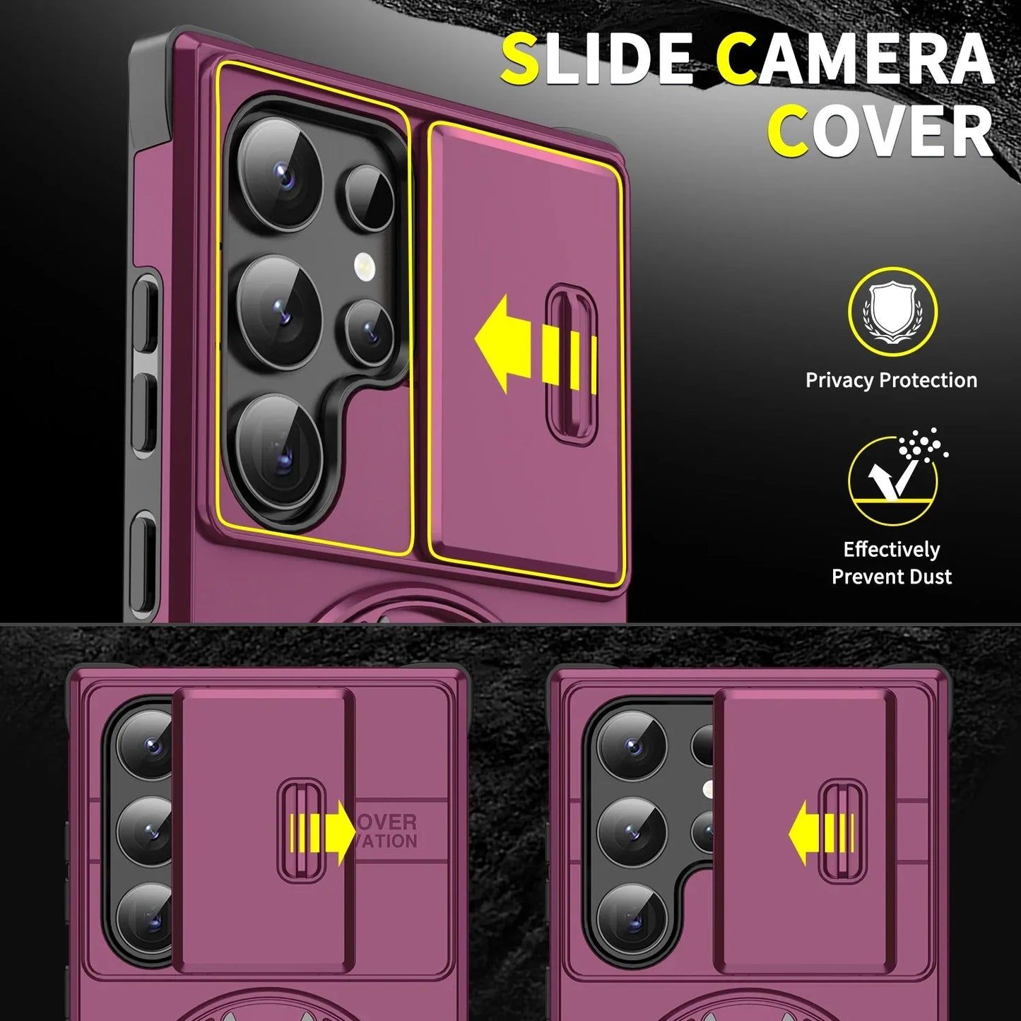 Armor Case for Samsung Galaxy S26 S25 S24 S23 Ultra Plus S25FE S24FE Magnetic Holder Slide Camera Protect Shockproof Back Cover