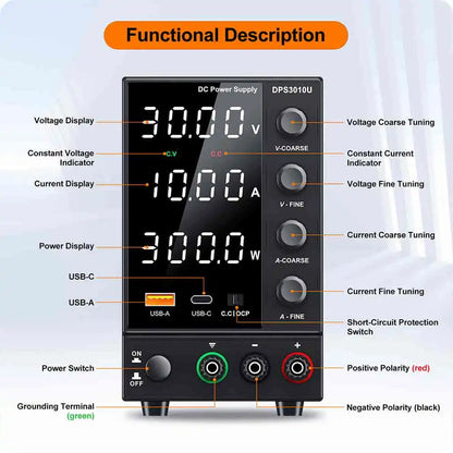 Wanptek Adjustable DC Power Supply 30V 5A 10A 60V 120V 3A Laboratory Bench Power Source Switching Stabilized LCD Power Supply Regulator