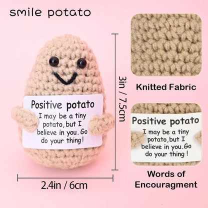 Positive Energy Crochet Doll Pocket Hug Handmade Knitted Plush Potato Plant Avocado Bee Turtle Duck Funny Emotional Support Gift - Urbizia