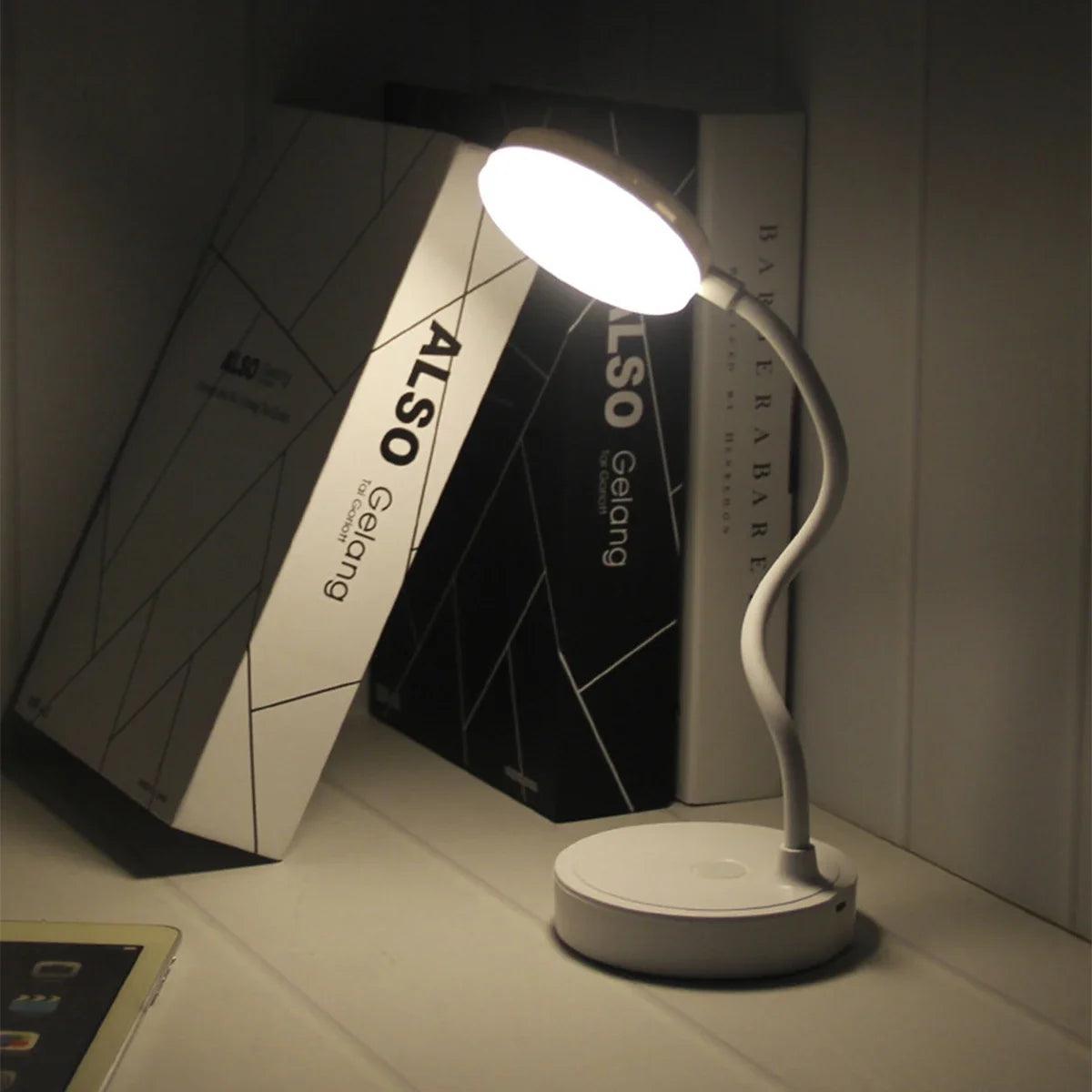 USB Plug-in Portable LED Desk Lamp - 3 Color Stepless Dimming Eye Protection Bedroom Bedside Table Light