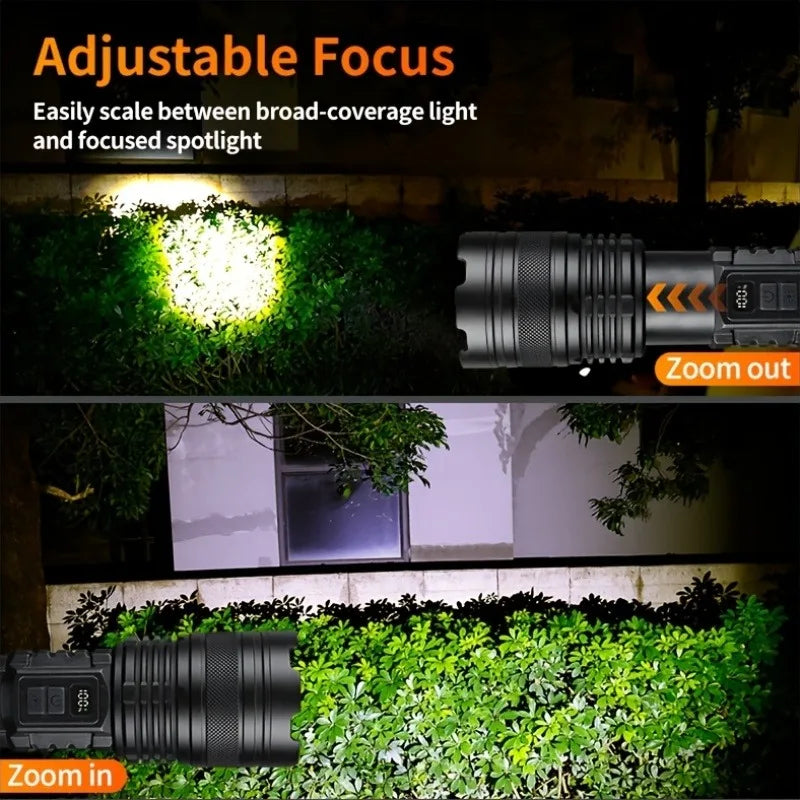 LED Flashlight Rechargeable Long-Beam Portable Outdoor Emergency Lighting With Long Battery Life, Suitable For Camping And Hiki